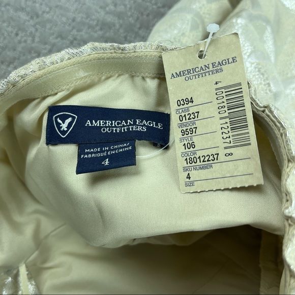 NWT American Eagle Dress Mini Strapless Metallic Printed Short Zip Womens S - Picture 8 of 8